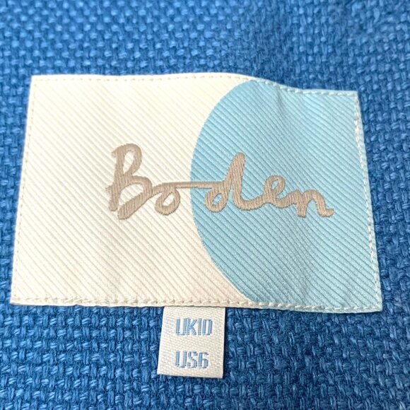 Boden‎ Azrue Linen Blend Peter Pan Collar Cropped Blazer - Picture 3 of 12